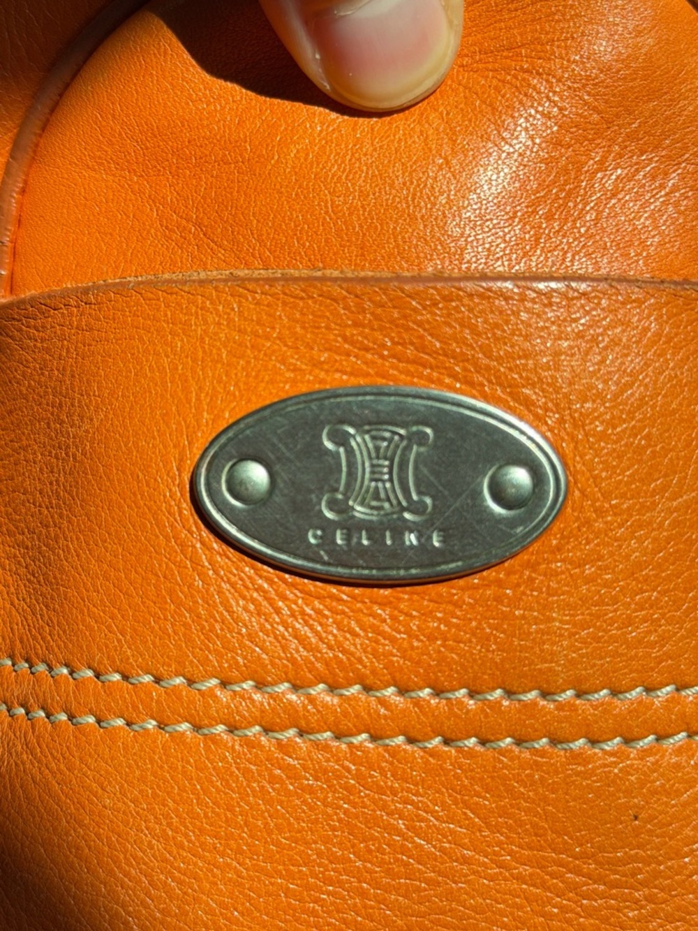 Celine Orange Leather Tote handbag - Picture 6 of 13